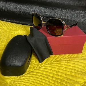 Salvatore Ferragamo black and gold sunglasses